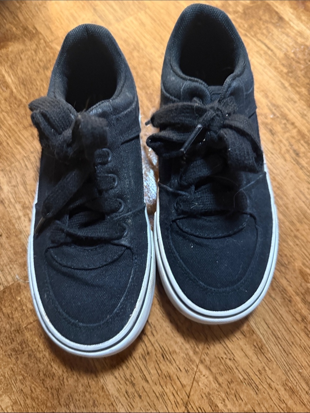 Kids Black Canvas Lace-Up Sneakers